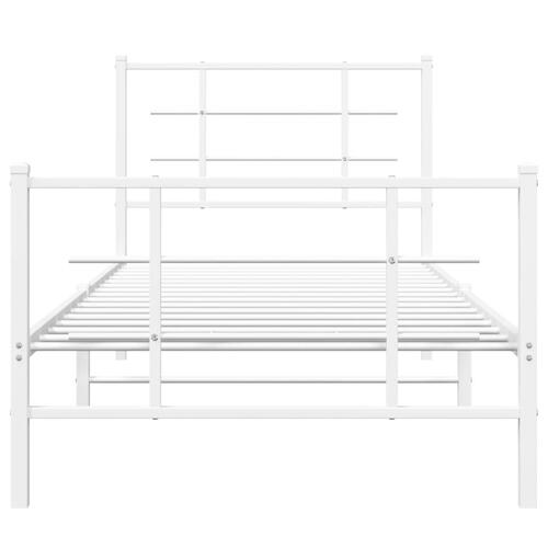 Sengeramme med sengegavl og fodgærde 90x190 cm metal hvid