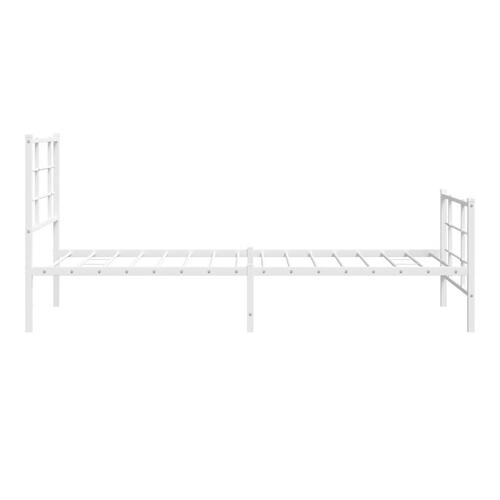 Sengeramme med sengegavl og fodgærde 90x190 cm metal hvid