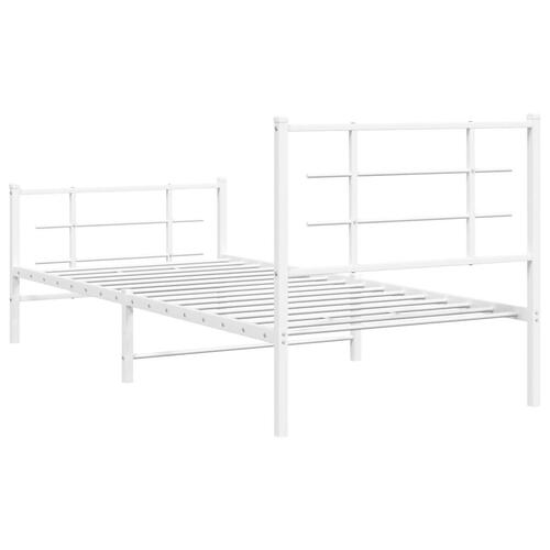 Sengeramme med sengegavl og fodgærde 90x190 cm metal hvid