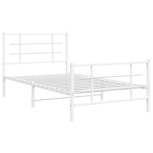 Sengeramme med sengegavl og fodgærde 100x190 cm metal hvid