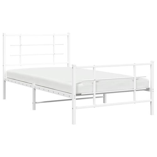 Sengeramme med sengegavl og fodgærde 100x190 cm metal hvid