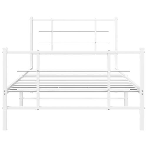 Sengeramme med sengegavl og fodgærde 100x190 cm metal hvid