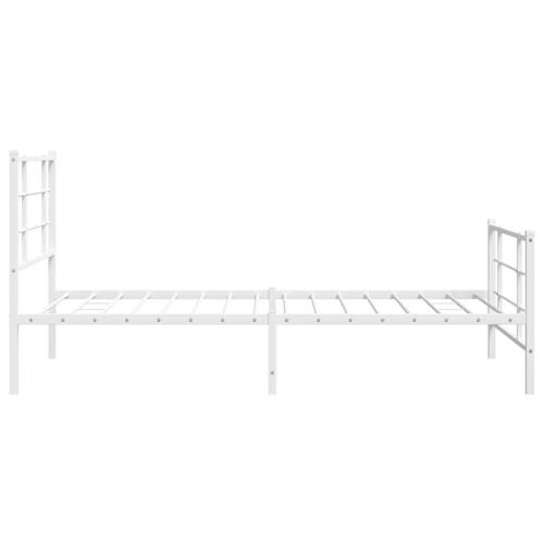 Sengeramme med sengegavl og fodgærde 100x190 cm metal hvid