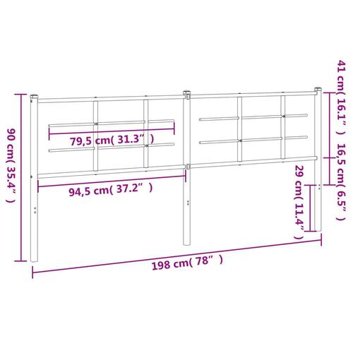 Sengegavl 193 cm metal hvid