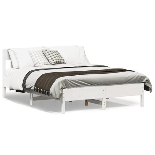 Sengeramme uden madras 135x190 cm massivt fyrretræ hvid