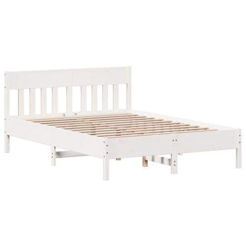 Sengeramme uden madras 135x190 cm massivt fyrretræ hvid