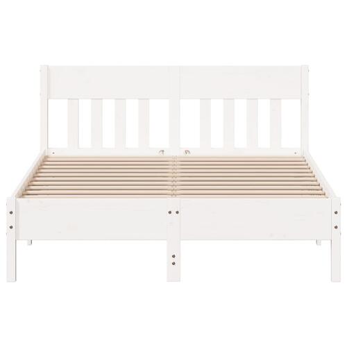 Sengeramme uden madras 135x190 cm massivt fyrretræ hvid