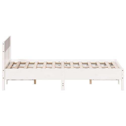 Sengeramme uden madras 135x190 cm massivt fyrretræ hvid