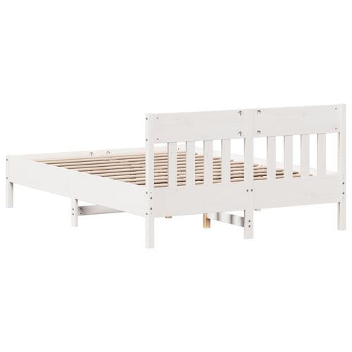 Sengeramme uden madras 135x190 cm massivt fyrretræ hvid