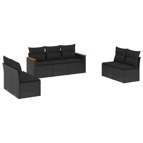 Sofasæt til haven 7 dele med hynder polyrattan sort