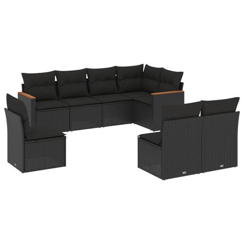 Sofasæt til haven 8 dele med hynder polyrattan sort