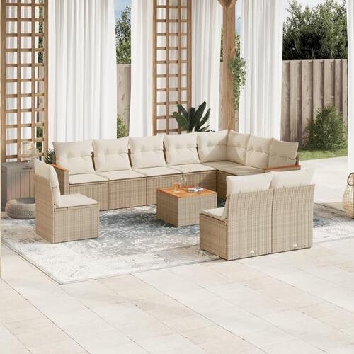 Sofasæt til haven 11 dele med hynder polyrattan beige