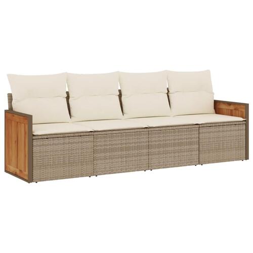 Sofasæt til haven 4 dele med hynder polyrattan beige