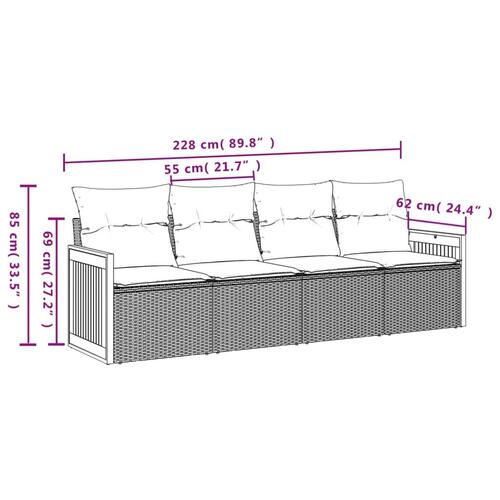 Sofasæt til haven 4 dele med hynder polyrattan beige