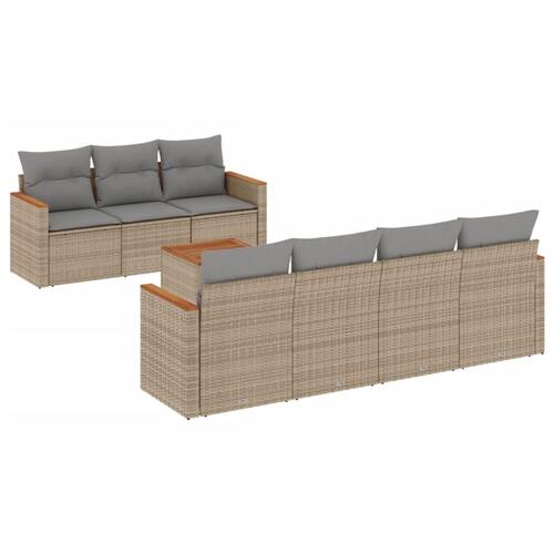Sofasæt til haven 8 dele med hynder polyrattan beige