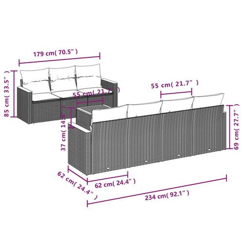 Sofasæt til haven 8 dele med hynder polyrattan beige