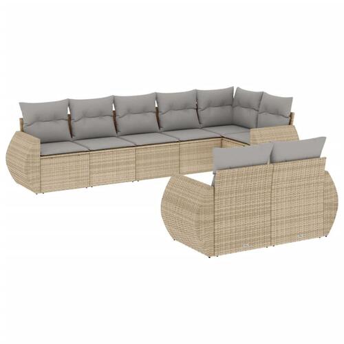 Sofasæt til haven 8 dele med hynder polyrattan beige