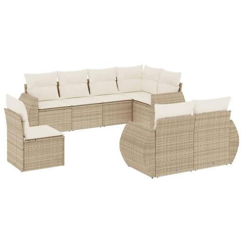 Sofasæt til haven 8 dele med hynder polyrattan beige