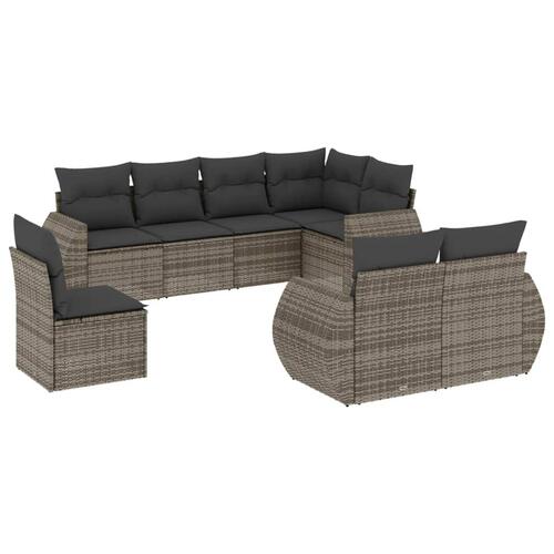 Sofasæt til haven 8 dele med hynder polyrattan grå