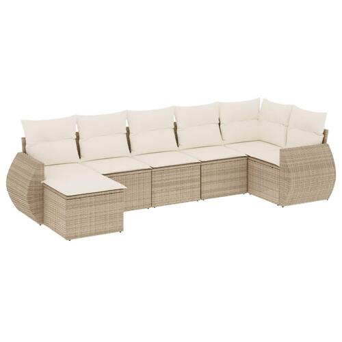 Sofasæt til haven 7 dele med hynder polyrattan beige