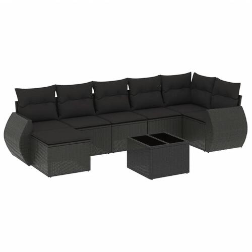 Sofasæt til haven 8 dele med hynder polyrattan sort