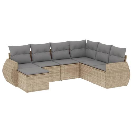 Sofasæt til haven 7 dele med hynder polyrattan beige