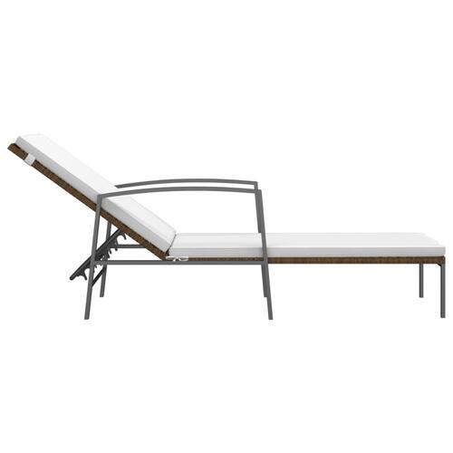 Liggestol med hynde polyrattan brun