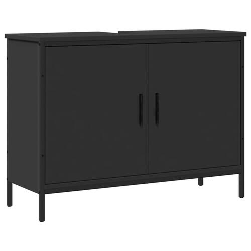 Underskab til håndvask 80x30x60 cm konstrueret træ sort