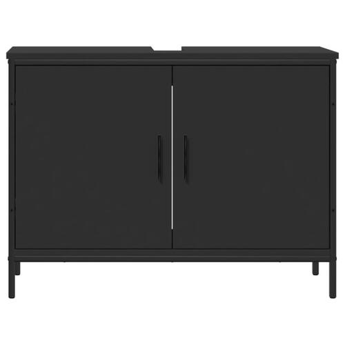 Underskab til håndvask 80x30x60 cm konstrueret træ sort