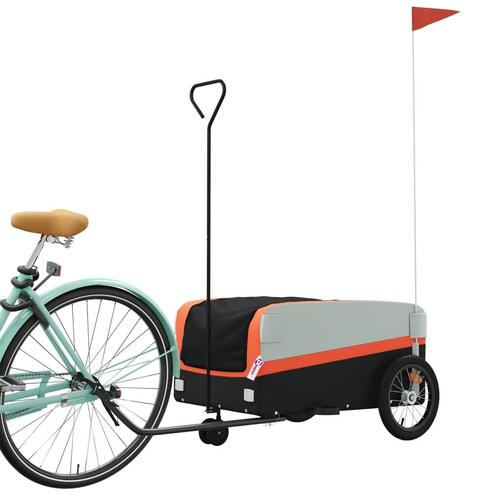 Cykelanhænger 45 kg jern sort og orange