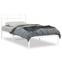 Sengeramme med sengegavl 100x200 cm metal hvid