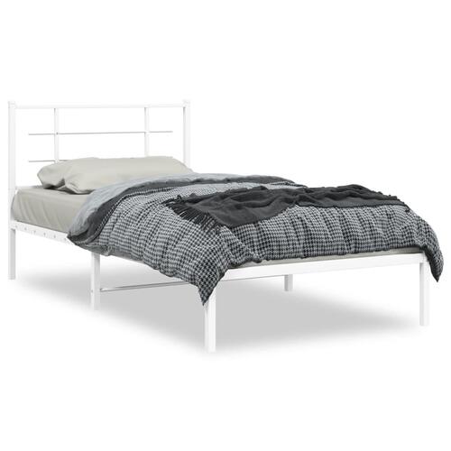 Sengeramme med sengegavl 100x200 cm metal hvid