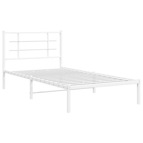 Sengeramme med sengegavl 100x200 cm metal hvid