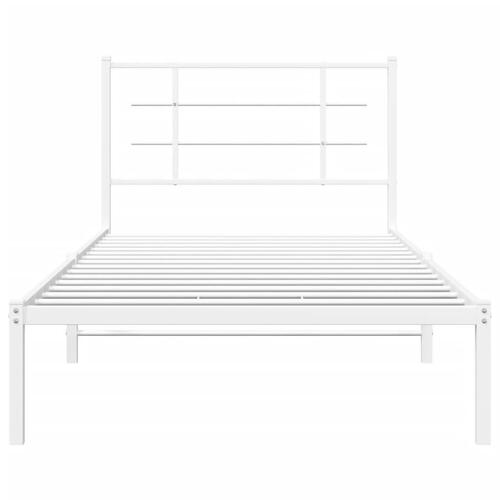Sengeramme med sengegavl 100x200 cm metal hvid