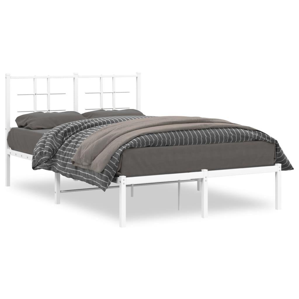Sengeramme med sengegavl 120x190 cm metal hvid