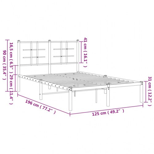 Sengeramme med sengegavl 120x190 cm metal hvid