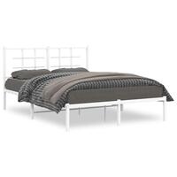 Sengeramme med sengegavl 140x200 cm metal hvid