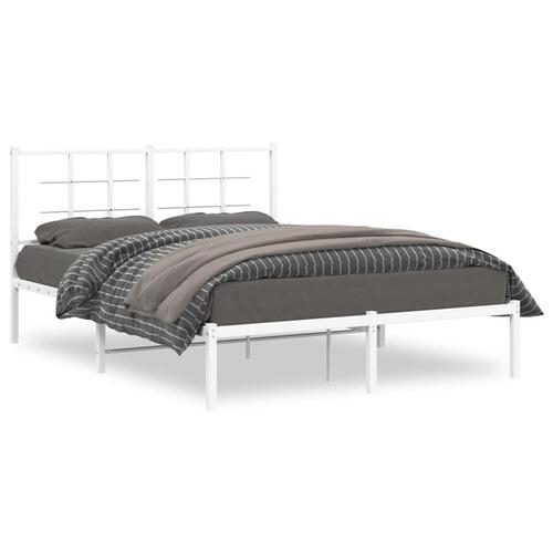 Sengeramme med sengegavl 140x200 cm metal hvid