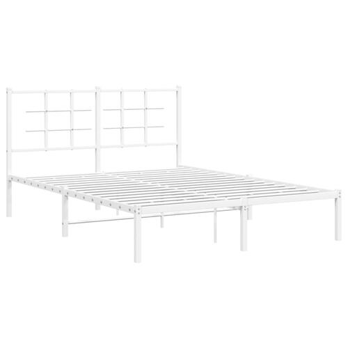 Sengeramme med sengegavl 140x200 cm metal hvid