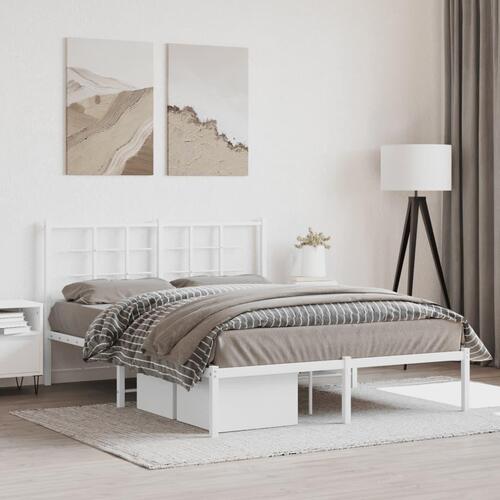 Sengeramme med sengegavl 140x200 cm metal hvid