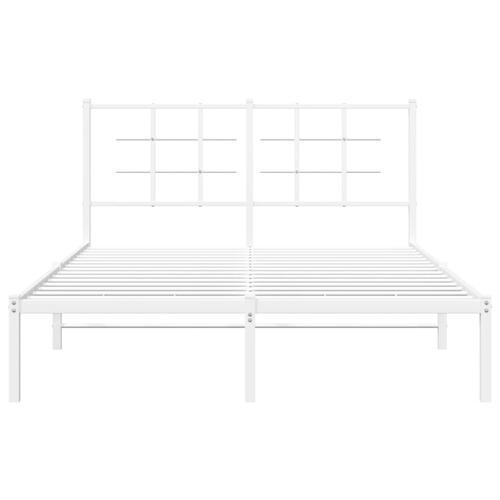 Sengeramme med sengegavl 140x200 cm metal hvid