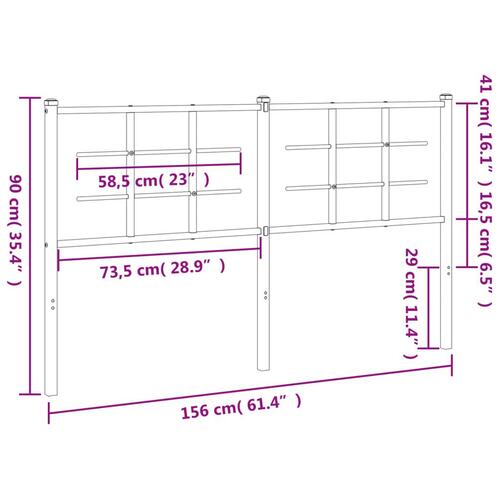 Sengegavl 150 cm metal hvid