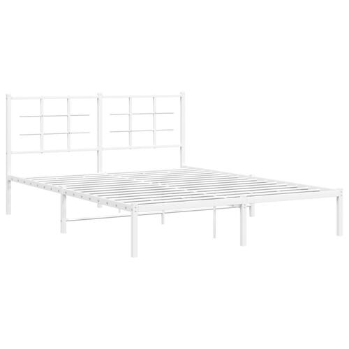 Sengeramme med sengegavl 160x200 cm metal hvid