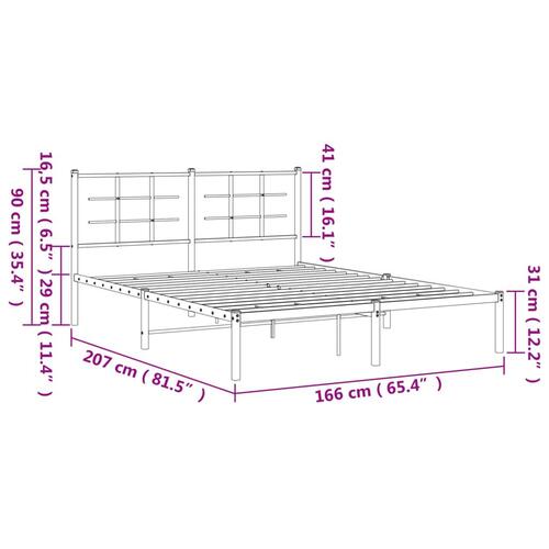 Sengeramme med sengegavl 160x200 cm metal hvid