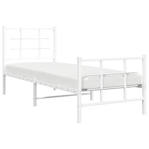 Sengeramme med sengegavl og fodgærde 75x190 cm metal hvid