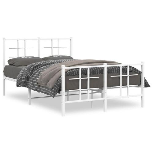 Sengeramme med sengegavl og fodgærde 120x200 cm metal hvid