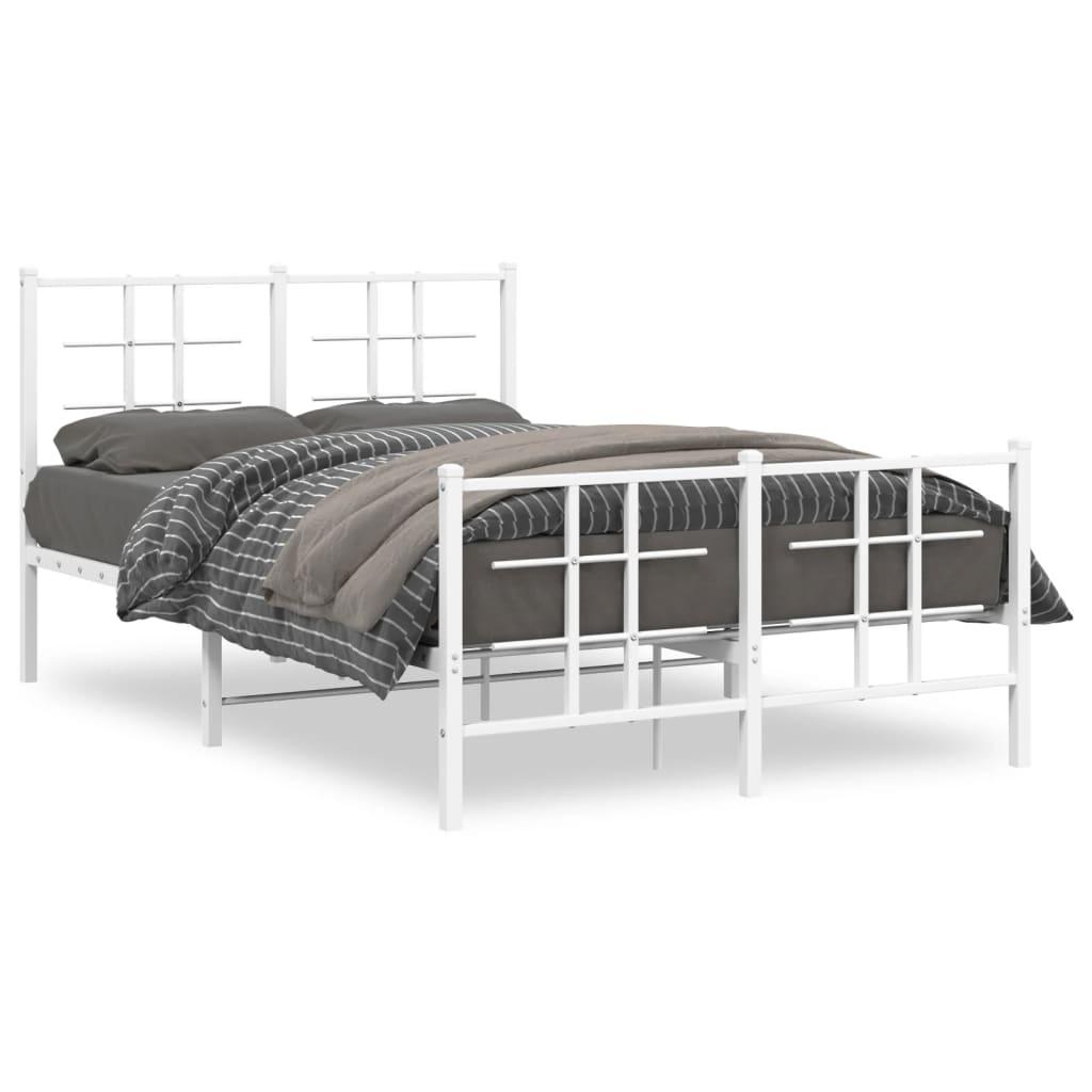 Sengeramme med sengegavl og fodgærde 120x200 cm metal hvid