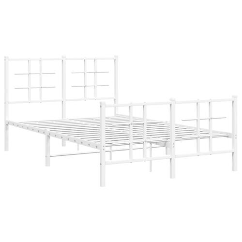 Sengeramme med sengegavl og fodgærde 120x200 cm metal hvid