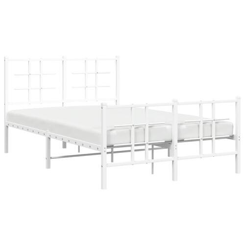 Sengeramme med sengegavl og fodgærde 120x200 cm metal hvid