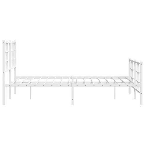 Sengeramme med sengegavl og fodgærde 120x200 cm metal hvid